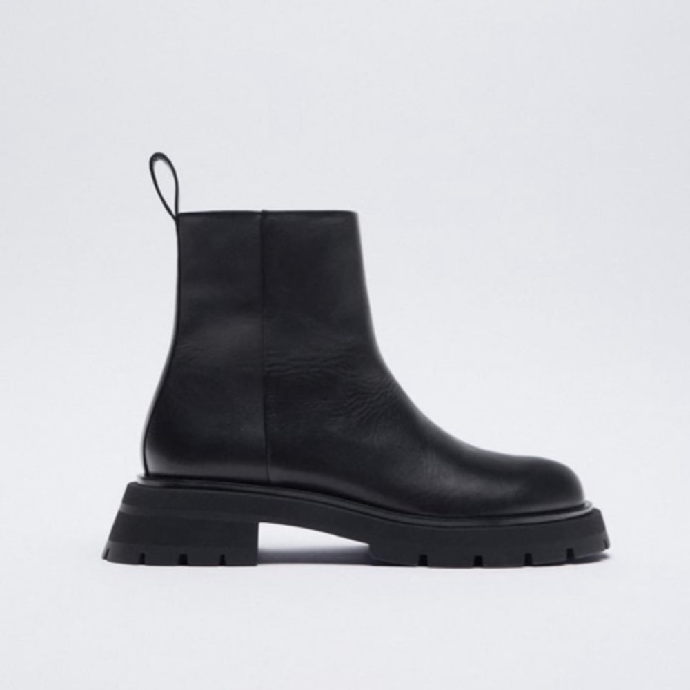 Zara lugg sole leather boot